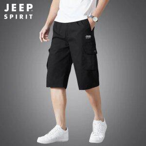 JEEP SPIRIT 남성 여름 빅사이즈 카고 5부 반바지 면100% 작업복 팬츠