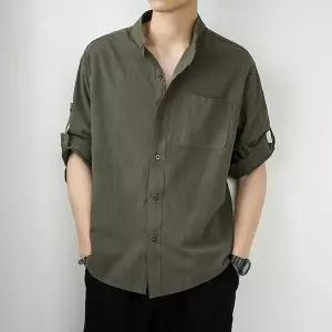 남성 여름 린넨 차이나카라 7부셔츠 3컬러