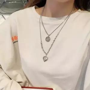 [콩심팥심]레이어드 롱 목걸이 하트목걸이 두줄 체인 원형목걸이 목걸이세트