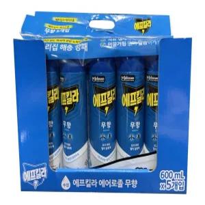 에프킬라 에어졸 무향 600ml 3개 5개 10개 택1/무향에프킬라/여름모기/퇴치제/스프레이형/미끌거림무