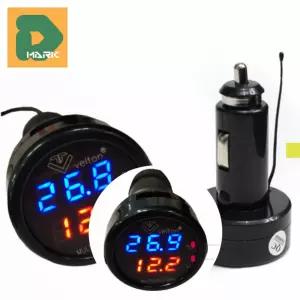 다기능 볼트메타 시거잭 포트 배터리 내장 차량용 측정 전압계 USB 체크 자동차 온도 충전기 볼트게이지