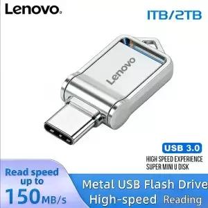 레노버 2TB 고속 USB 3.0 타입-C OTG 메탈 펜 드라이브 휴대용 플래시 메모리 스틱 폰 카메라 액세서리용