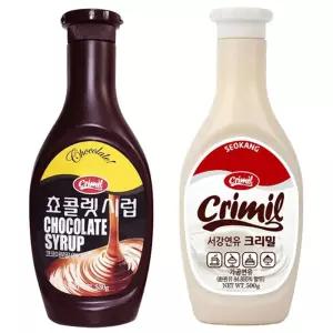 서강 초코시럽 530g + 연유 500g 각1개 서강유업 딸기시럽 연유크리밀 서강시럽