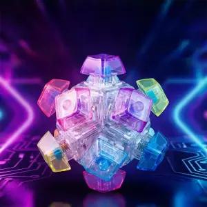 [유니커블]신상 LED 불빛 키캡 큐브 볼 키보드 클리커 키링 피젯 토이 푸쉬팝 팝잇 딸깍이 또각 스트레스해