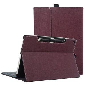 2025년 새로운 Microsoft Surface Pro 1판 12인치, PU 가죽 및 하드 쉘 노트북 보호 커버용 Forubar 태블릿 케이스(다각 내장 킥스탠드 펜 홀더 포함) (와인 레드)