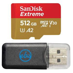 SANDISK 512GB 메모리 카드 MICRO SDXC EXTREME DJI 드론 시리즈 MINI 4 PRO (SDSQXAV-512G-GN6MN) V30 A2 4K UHD UHS-I 번들과 함께 작동 (1) 스트롬볼리 MICROSD 리더 제외한 모든 기능 포함