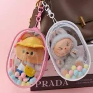 투명 pvc 가챠 인형 파우치 키링 미니 이어폰 여행용화장품 가챠 가방 15cm 10cm 이타백 라부부 호환