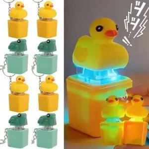 2개입 새로운 추상 개구리 꽥꽥 소리 키체인 LED 조명이 있는 키보드 오리 클리커 사운드 스트레스 해소 및
