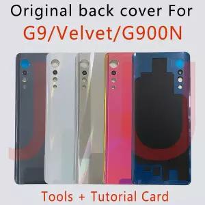 LG 벨벳 5G G9 G900N LM-G900N 용 새 유리 배터리 커버 후면 하우징 백 케이스 카메라 포함