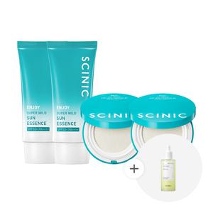 싸이닉 엔조이 슈퍼 마일드 수분 선에센스 50ml 2개 + 엔조이 에어리 촉촉 빅선쿠션 25g 2개_시카노이드 앰플50ml 증정