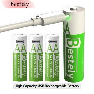 USB-C 케이블이 있는 충전식 리튬 배터리, 고속 이온 Akku 대용량 , 1.5V, AA, 13600mAh, 신제품