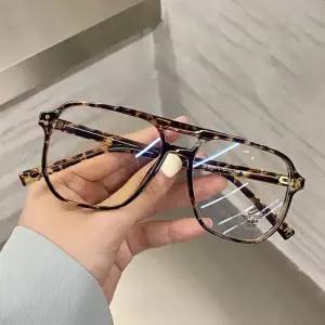 안경테 여성용 사각 더블 브리지 투명 블루레이 방지 안경 레트로 남성 컴퓨터 고글 TR90 패션