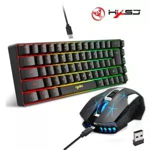 68키 게임용 키보드 및 마우스 키트 RGB 백라이트 휴대용 유선 멤브레인 홈 오피스용 무선 일시 중지