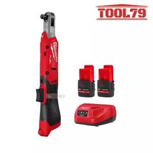 밀워키 M12 FIR38G2-252B 충전 라쳇 12V 2.5Ah 배터리 2개 10mm (3/8) 엔빌 2세대 모듈형스위치 무선