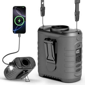 Upgraded Portable Waist Fan & Neck Up to 40H Runtime 10000mAh Rechargeable Clip-On Belt with 5-Speed 16000 RPM Turbo Airflow Personal Wearable for Outdoor Work Camping Travel - Gray