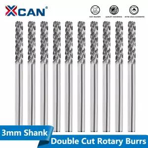 XCAN 10pcs 3mm 생크 더블 컷 텅스텐 카바이드 로터리 버 세트 Dremel 로타리 도구 로터리 파일