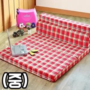 BYK 레드체크 5단 접이식침대 접이식매트리스 (중)