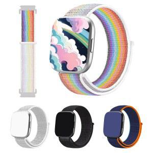 Fitbit Versa 2/Lite/SE 땋은 나일론 신축성 있는 루프 밴드 스마트워치용 교체 스트랩 액세서리