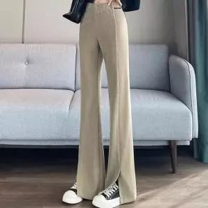 슬릿 바지 RNR0026 와이드 레깅스 밴딩 나팔 청바지 데님 나팔바지 나팔팬츠 여성치노팬츠