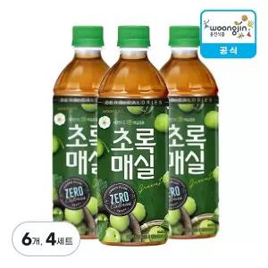 [웅진식품] 초록매실 제로 500ml, 6개, 4세트