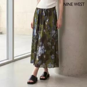 [NINE WEST]플라워 패턴 백 트임 밴딩 롱 스커트 (NIDBSK005)