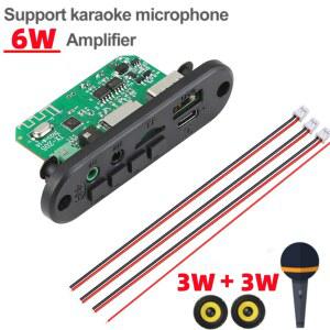 6W 앰프 MP3 디코더 보드, DC 5V 3.5mm 마이크, 블루투스 핸즈프리 자동차 MP3 플레이어, TF AUX USB 녹음 FM 라디오, 휴대폰용
