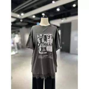 품절임박 온앤온 밑단 레이스 프린트 티셔츠 NJW6ME622 2705312