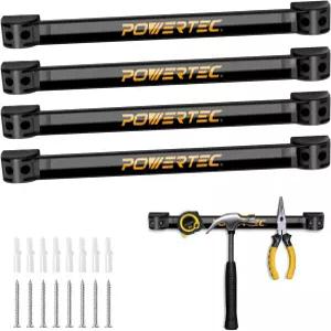 POWERTEC 마그네틱 툴 홀더 스트립 12인치 4PK 차고 작업장 및 주방용 금속 자석 툴바 정리함 장착 나사