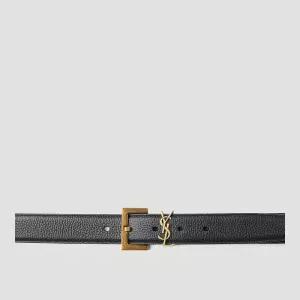 YSL 플라크 페블 가죽 벨트 688274 1UR1D 1000