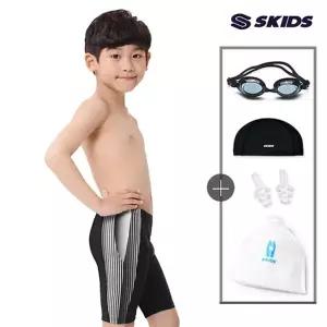 5종세트 스키즈 남아동 5부 실내수영복바지 블랙 수모+수경+파우치 SE5BS511PBKs5