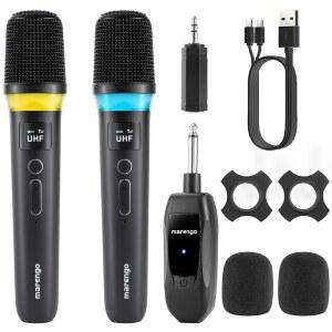 무선 마이크 일대일 칩 연결이 가능한 충전식 노래방 LED 조명 40시간 지속 시간 200FT 노래 연설 교회 파티를 위한 휴대용 블루투스 마이크 M7H