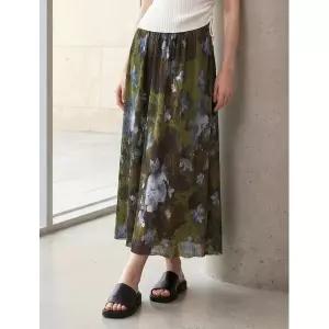 [NINE WEST]플라워 패턴 백 트임 밴딩 롱 스커트 NIDBSK005 _P429642888