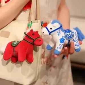 12CM 귀여운 미니 말 펜던트 Keychian 플러시 장난감 Kawaii 실물 같은 동물 시뮬레이션 인형 가방 장식