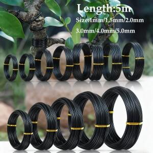5m/롤 정원 분재 모양 알루미늄 와이어 1.0mm, 3mm, 5mm 검정색 6가지 크기 및 식물
