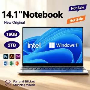 14.1 초슬림 PC 노트북 16GB RAM 2TB SSD 윈도우 11 인텔 N3700 노트북 게이머 1920x1080 디스플레이 사무