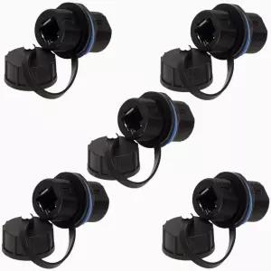 ANMBEST 5PCS 패널 장착 차폐 RJ45 방수 캣5/5e/6 8P8C 커넥터 이더넷 LAN 케이블 이중 헤드 어댑터