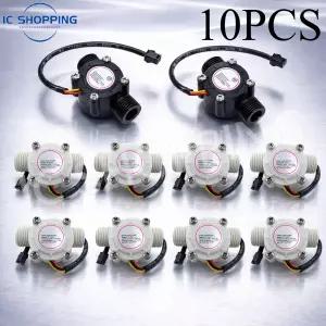 10PCS YF-S201 G1/2 홀 효과 수류 센서 펄스 출력 액체 유량계 모듈 정수기 음료  아두이노용