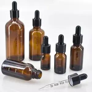 스케일이있는 Dropper 병 5ml-100ml 시약 점안제 앰버 유리 테라피 액체 피펫 리필 용 여행 셀로
