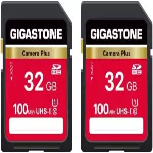 기톤 32GB SD 카드 2팩 카메라 플러스 UHS-I U1 클래스 10 SDHC 메모리 풀 HD 비디오 미니 케이스 2개 포함