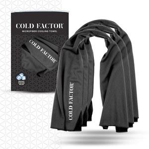 COLD FACTOR INSTANT COOLING TOWEL SPORTS WITH UPF 50 AND REFLECTIVE PROTECTION MOISTURE WICKING CHEMICAL FREE EVAPORATIVE FOR HOT WEATHER RUNNERS ATHLETE BLACK PACK