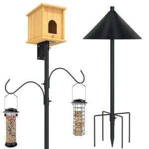 ERYTLLY BIRD HOUSE POLE 203.2CM(80인치) 새 - 다람쥐 세트 파랑새 정원용 외부, 로드 지지 스탠드 튼튼한 후크 2개 폴, 모이통 배플과 포함 마당,