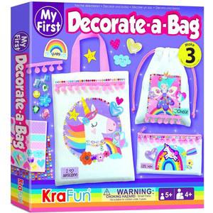 KRAFUN 5세 이상 소녀를 위한 첫 번째 DIY 가방 장식 키트 맞춤형 유니콘 요정 패션 3개 만들기 노-메쉬 아트 & 공예 선물 스티커 및 보석 활동 세트 5~10세 를 만들기