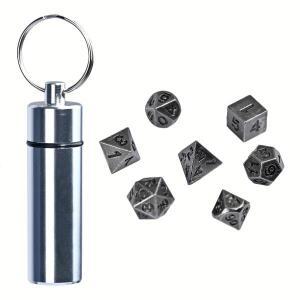 7PCS DND 미니 골동품 철 주사위 세트 청동 다면체 금속 게임 플레이어를타입 미니 휴대용