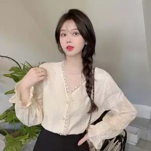 빅사이즈 여성 가을 봄 우아한 레이스 블라우스