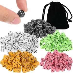 500개 8mm 미니 6면체 아크릴 주사위 파티 게임 엔터테인먼트 도박 소품 체스보드 액세서리용 가방 포함 TM
