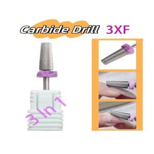 1개 3XF 카바이드 네일 드릴 비트  전기 매니큐어 기계용 텅스텐 스틸 샌딩 헤드  전문가용 아크릴