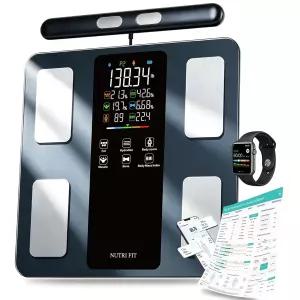 체중을 위한 NUTRI FIT 스마트 체중계 8전극 디지털 욕실 지방 BMI 근육량 전신 조성 분석기 50 측정