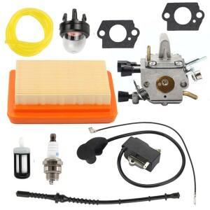 For-Stihl FS120/FS200/FS300/FS350 트리머 브러시커터 부품과 호환되는 점화 코일 및 에어 필터가 포함된