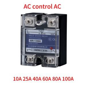 SSR-10AA 25AA 40AA SSR 단상 AC 제어 방열판 70-280VAC ~ 24-480VAC 60A 80A 100A AA 솔리드 스테이트 릴