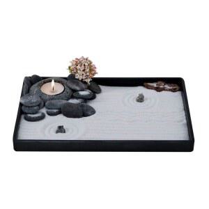 ICNBUYS 핸드메이드 젠 가든 페블 티라이트 봄, 및 포함 무료 홀더 베이스 세트, 도구, 트레이 모래, 조용한 액세서리 정원 캔들